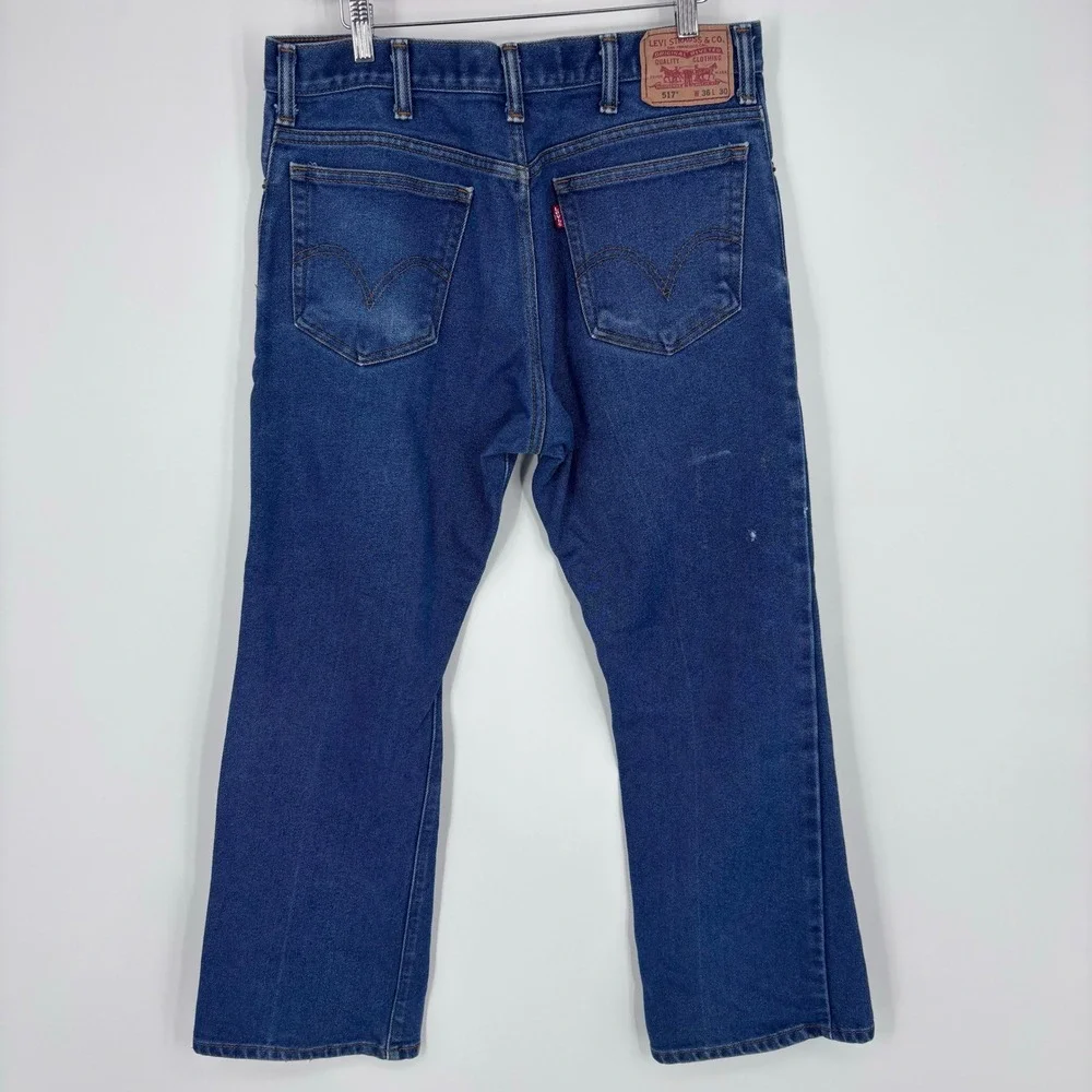 Vintage Levis 517 Boot Cut Jeans Mens 34x28 (Tag 36x30)  Dark Wash Y2K *FLAW